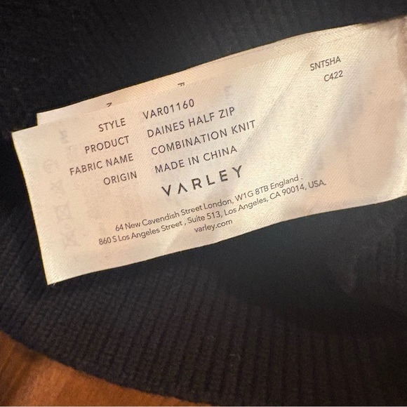 Varley $228 Daines Half-Zip Combination Knit Quilted Pullover Black S P2P 19-21” - Picture 11 of 16